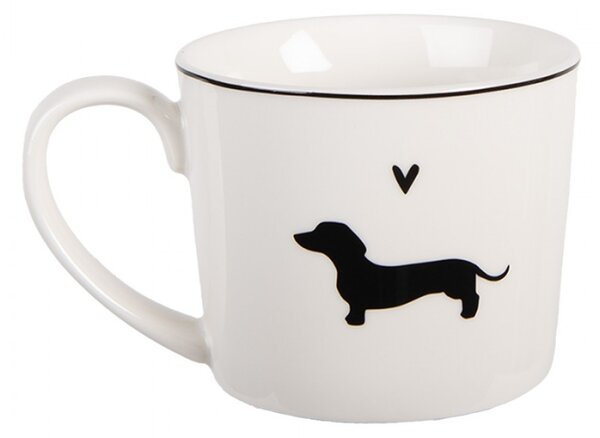Bílý porcelánový hrneček s jezevčíkem a srdíčkem Paws – 275 ml