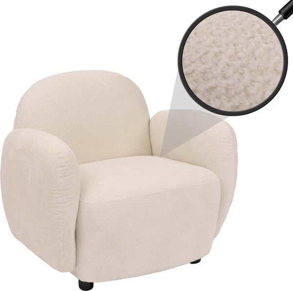 Křeslo HWC-P33, lounge/relaxaní/koktejlové křeslo alounné křeslo, látka/textilní inylka (330 g/m²) Oeko-Tex krémová