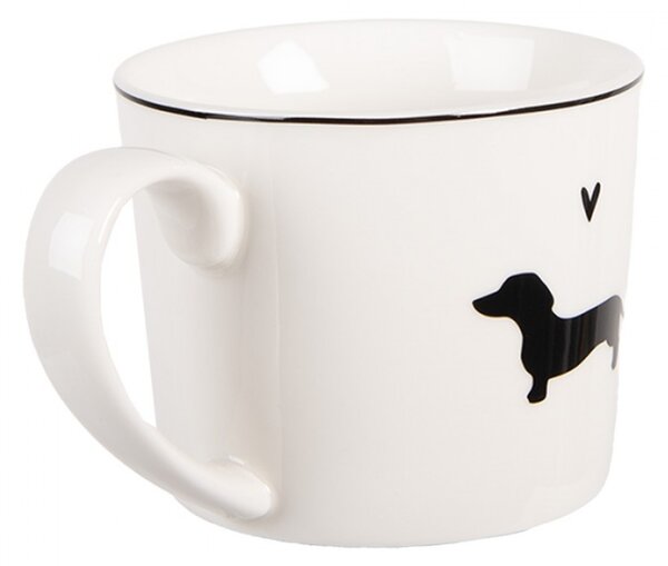 Bílý porcelánový hrneček s jezevčíkem a srdíčkem Paws – 275 ml