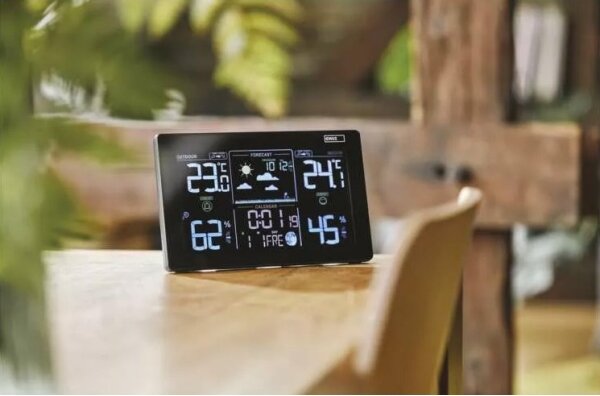 Bezdrátová meteostanice s budíkem 3xAAA černá