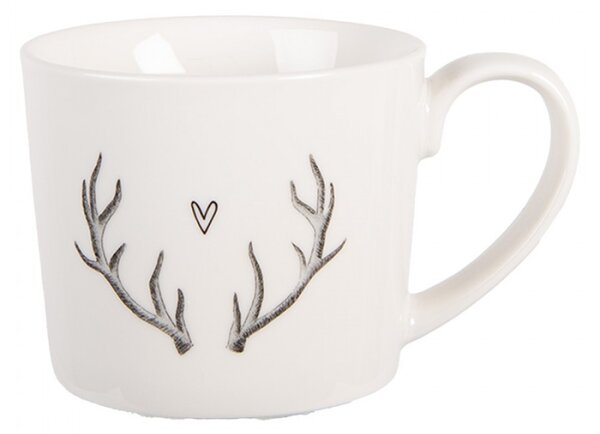 Porcelánový hrneček s parohy a srdíčkem Natural Winter Vibes – 275 ml