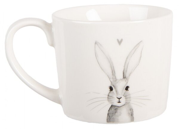 Bílý porcelánový hrneček s motivem zajíčka Rustic Bunny – 275 ml