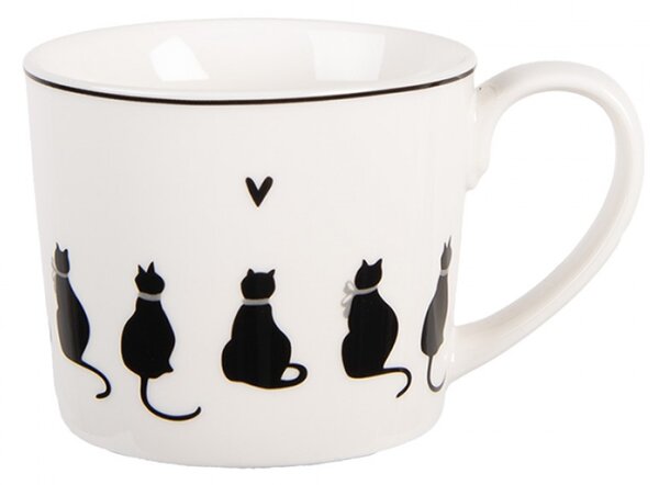 Bílý porcelánový hrneček s kočičkami a srdíčkem Paws – 275 ml