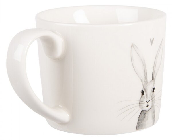 Bílý porcelánový hrneček s motivem zajíčka Rustic Bunny – 275 ml