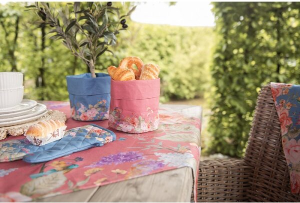Modrá bavlněná chňapka s květinovým motivem Floral Fiesta – 18x30 cm