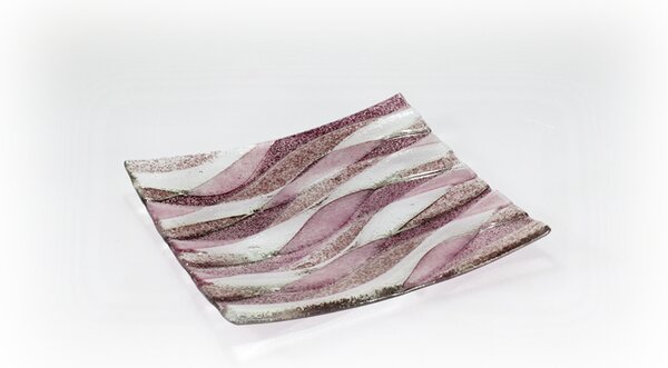 BDK-GLASS Skleněná dekorativní miska 20x20cm - fialovo-růžová