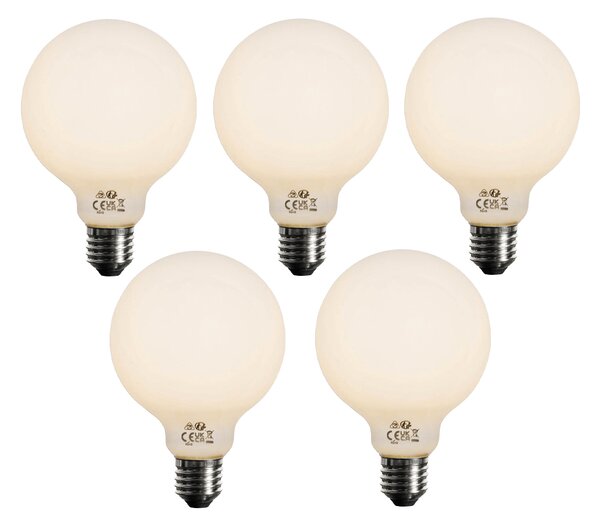 Sada 5 ks Stmívatelná LED žárovka E27 se 3 stupni stmívání, opálové sklo G95, 4W, 450lm, 2700K
