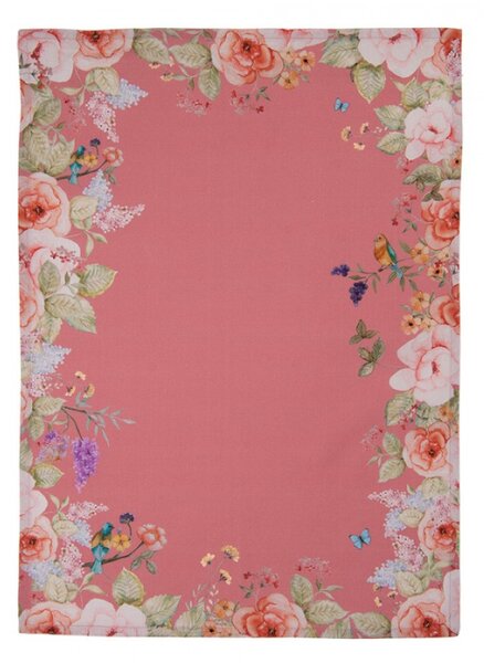 Růžová bavlněná utěrka s květinovým motivem Floral Fiesta – 50x70 cm