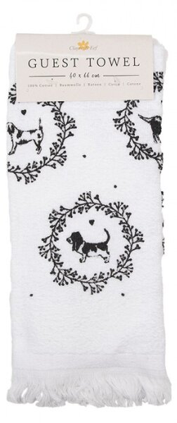 Bílý froté ručník s motivem pejsků Lovely Grey Dogs 1 – 40x66 cm