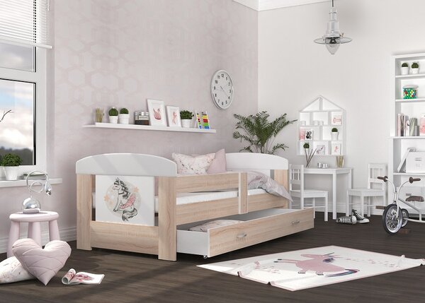 AJK Dětská postel Vašek - balet Velikost spací plochy: 140x80, Barva: bílá, Matrace: ne
