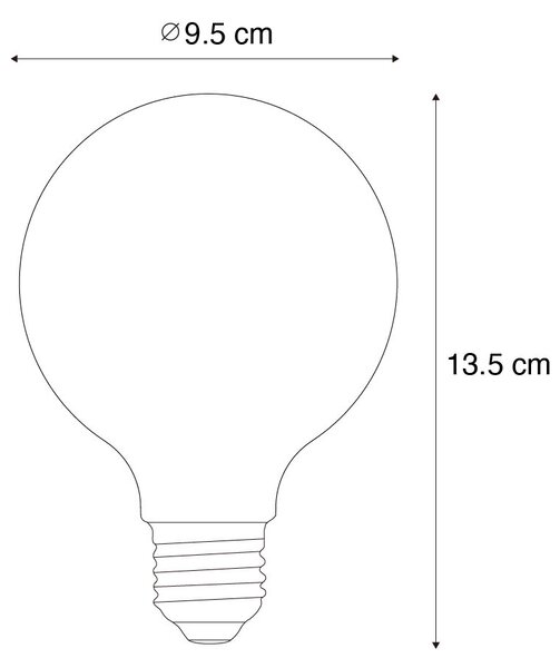 Sada 5 ks Stmívatelná LED žárovka E27 opál G95 5W 450lm 2700K