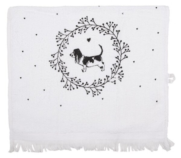 Bílý froté ručník s motivem pejsků Lovely Grey Dogs 2 – 40x66 cm