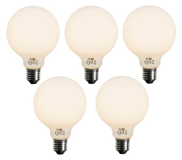 Sada 5 ks Stmívatelná LED žárovka E27 opál G95 5W 450lm 2700K