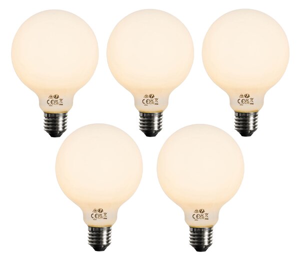Sada 5 ks Stmívatelná LED žárovka E27 opál G95 5W 450lm 2200K