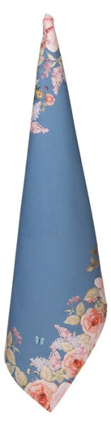 Modrá bavlněná utěrka s květinovým motivem Floral Fiesta – 50x70 cm