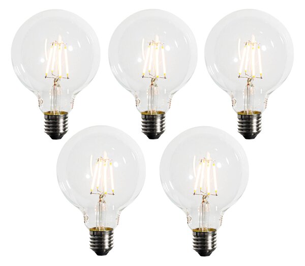 Sada 5 ks Stmívatelná LED žárovka E27 G95 5W 450lm 2200K