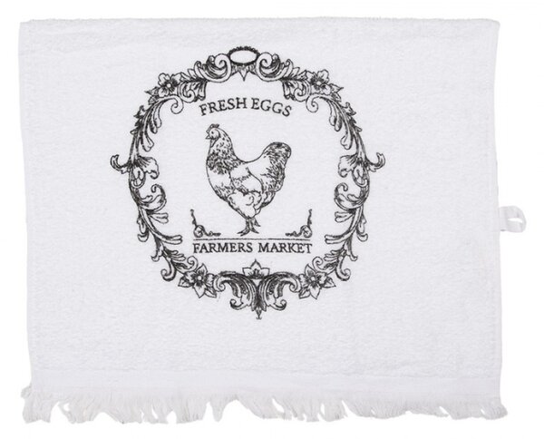 Bílý froté ručník se slepičkami Rustic Farm Living – 40x66 cm
