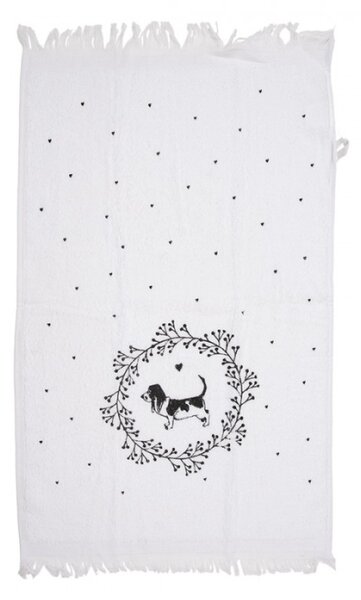 Bílý froté ručník s motivem pejsků Lovely Grey Dogs 2 – 40x66 cm