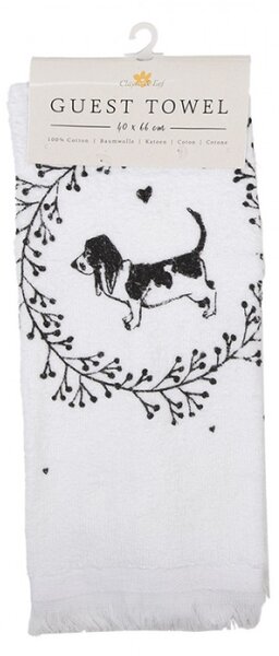 Bílý froté ručník s motivem pejsků Lovely Grey Dogs 2 – 40x66 cm