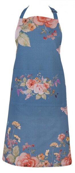 Modrá kuchyňská zástěra s květinovým motivem Floral Fiesta – 70x85 cm