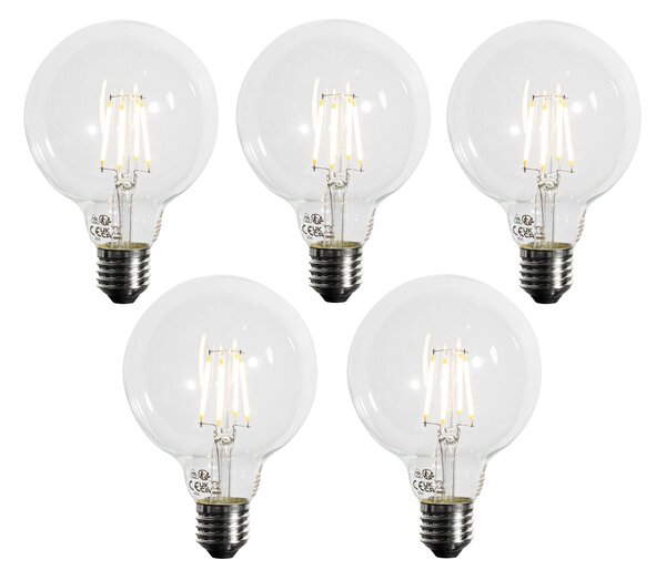 Sada 5 ks Stmívatelná LED žárovka E27 se 3 stupni stmívání G95 4W 450lm 3000K