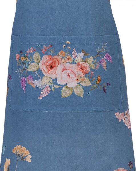 Modrá kuchyňská zástěra s květinovým motivem Floral Fiesta – 70x85 cm