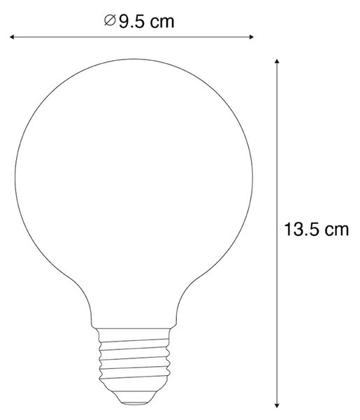 Sada 5 ks Stmívatelná LED žárovka E27 se 3 stupni stmívání G95 4W 450lm 3000K