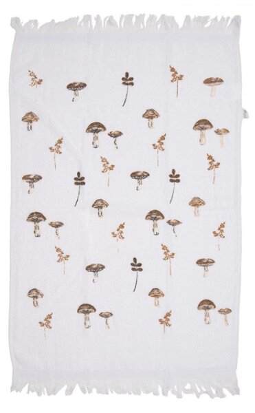 Bílý froté ručník s podzimním motivem přírody a houbiček Little Fall Jewels – 40x66 cm