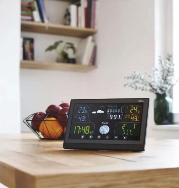 Bezdrátová meteostanice s budíkem 3xAAA černá