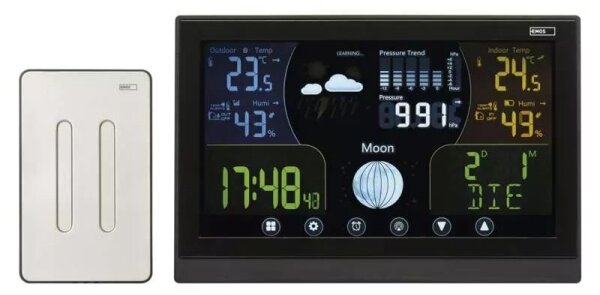 Bezdrátová meteostanice s budíkem 3xAAA černá