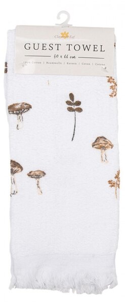 Bílý froté ručník s podzimním motivem přírody a houbiček Little Fall Jewels – 40x66 cm
