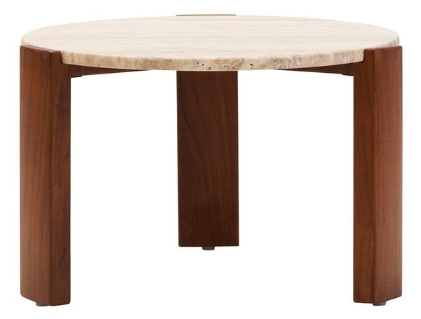 Hnědý/ve světle přírodní barvě kulatý konferenční stolek s mramorovou deskou ø 60 cm Palermo – Premier Housewares