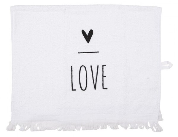 Bílý froté ručník se srdíčkem a nápisem Love – 40x66 cm