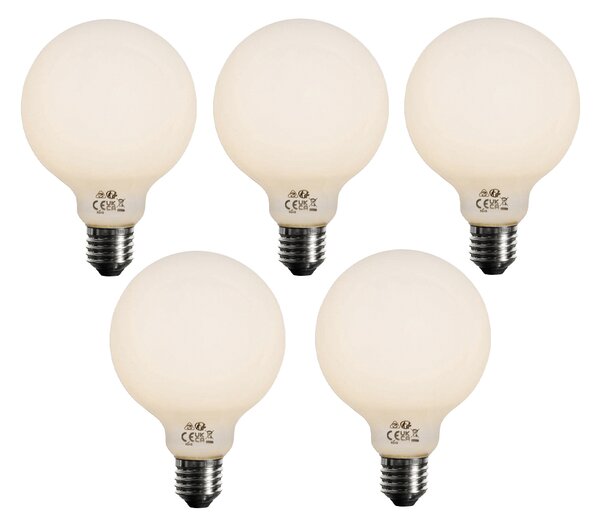 Sada 5 ks LED žárovka E27 s 3stupňovým stmíváním, opálové sklo G95, 4W, 450lm, 3000K