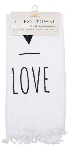 Bílý froté ručník se srdíčkem a nápisem Love – 40x66 cm