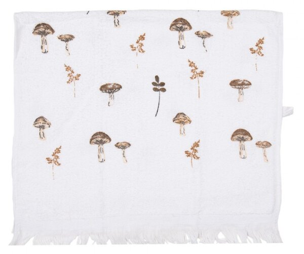 Bílý froté ručník s podzimním motivem přírody a houbiček Little Fall Jewels – 40x66 cm