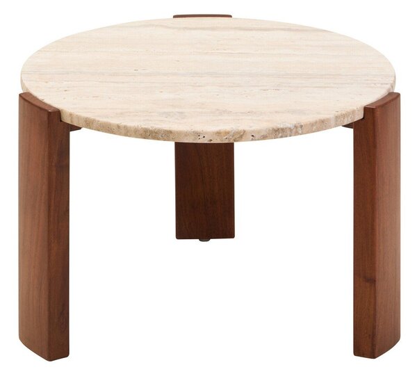 Hnědý/ve světle přírodní barvě kulatý konferenční stolek s mramorovou deskou ø 60 cm Palermo – Premier Housewares