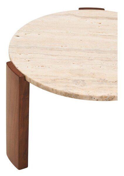 Hnědý/ve světle přírodní barvě kulatý konferenční stolek s mramorovou deskou ø 60 cm Palermo – Premier Housewares
