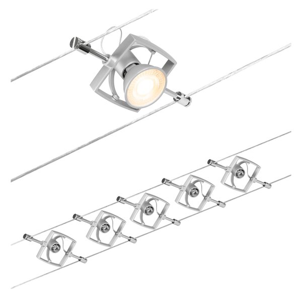 Paulmann 94430 CorDuo MacII, sada lankového systému 5x GU5,3, matný chrom, délka 500cm