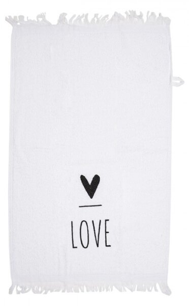 Bílý froté ručník se srdíčkem a nápisem Love – 40x66 cm