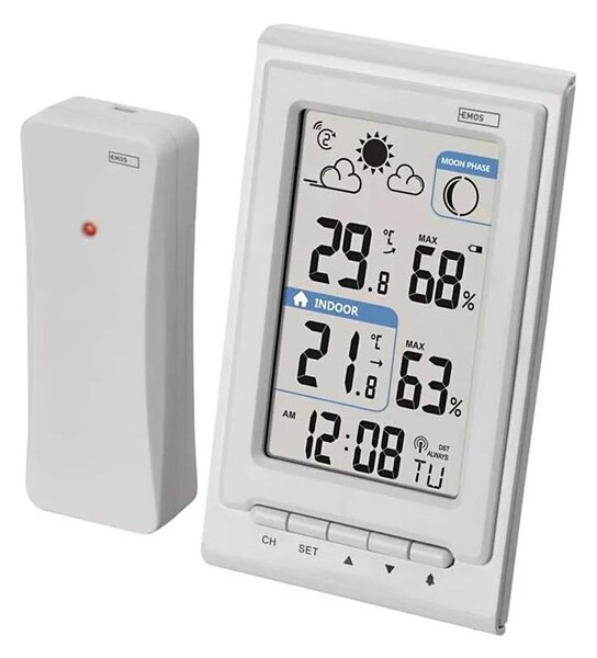 Bezdrátová meteostanice s budíkem 2xAAA bílá