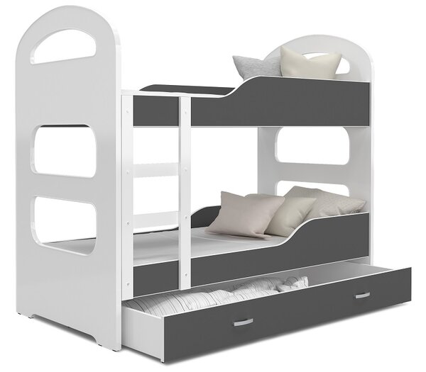 AJK Poschoďová postel Dan - šedá Velikost spací plochy: 160x80, Barva: bílá