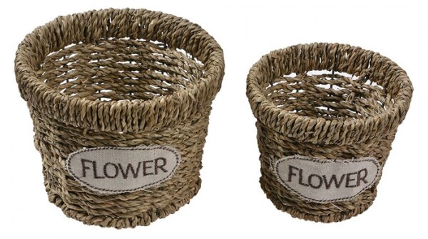 Dekorační proutěný košík Flower (set 2 ks) – 16 / 13 cm