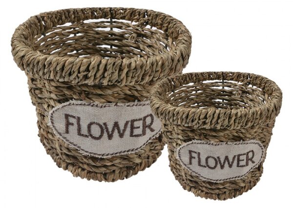 Dekorační proutěný košík Flower (set 2 ks) – 16 / 13 cm