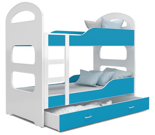 AJK Poschoďová postel Dan - modrá Velikost spací plochy: 160x80, Barva: bílá