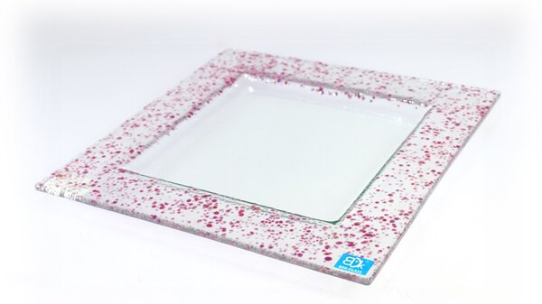 BDK-GLASS Skleněný talíř DROP 25x25cm růžový