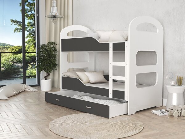 AJK Poschoďová postel Dan - šedá Velikost spací plochy: 160x80, Barva: bílá
