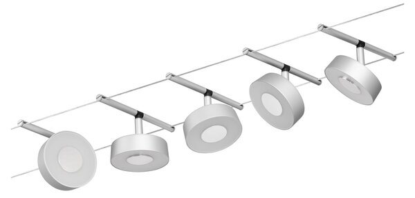 Paulmann 94475 CorDuo Circle, sada lankového systému 5x 5W 3000K, matný chrom, délka 500cm