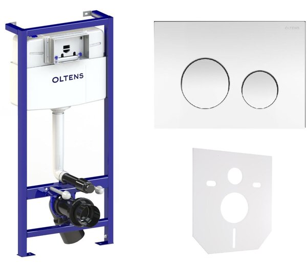 Sada podomítkový WC modul Oltens Triberg 50001000, splachovací tlačítko Oltens Lule 57102100, 49301000