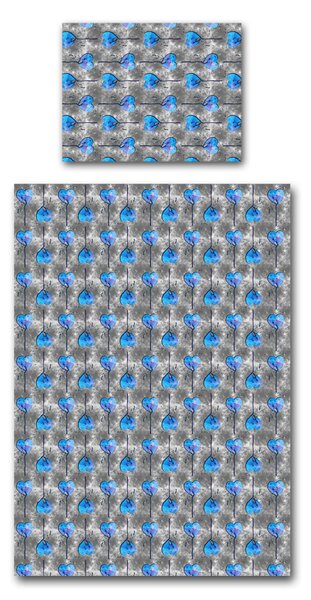 Povlečení Veba GEON tisk Srdce modrofialová Velikost: 140x200 cm + 70x90 cm